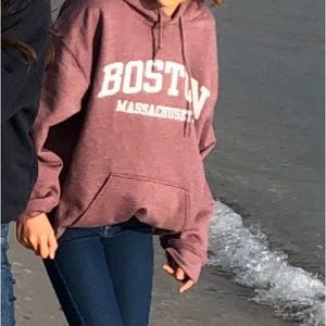 red Boston hoodie